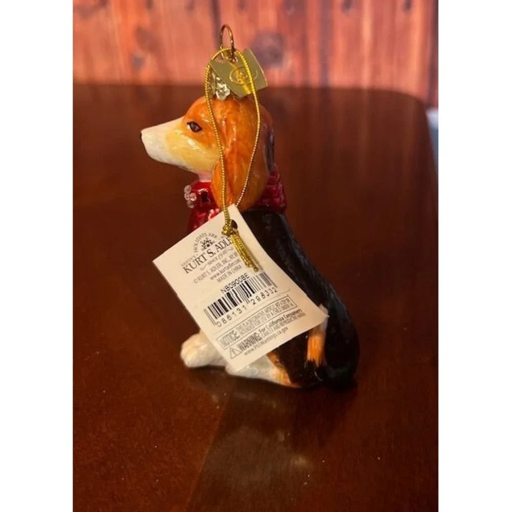 Glass Beagle‎ Dog christmas Ornament kurt s adler Noble Gems Hand-Crafted